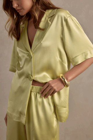 CARLA SATIN SHIRT - PISTACHIO