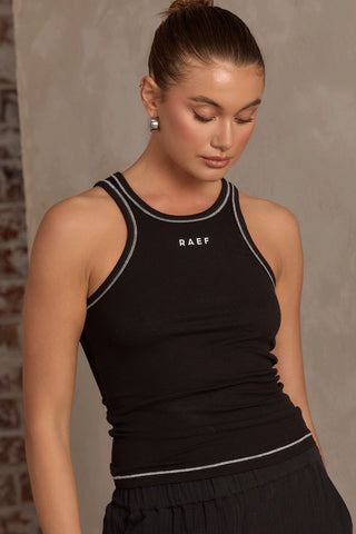 RAEF Ribbed Logo Tank - Black / White