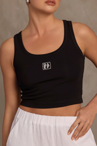 RAEF CROPPED LOGO TANK - BLACK