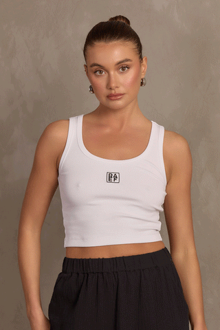 RAEF CROPPED LOGO TANK - WHITE