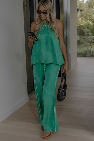 Annabelle Cupro Halter Top - Apple Green