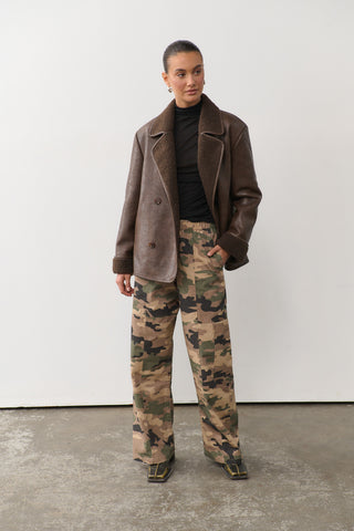 Natali Faux Shearling Jacket - Chocolate