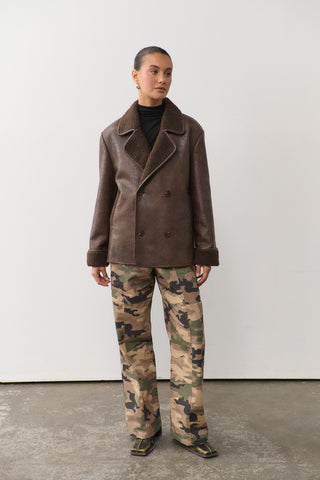 Natali Faux Shearling Jacket - Chocolate