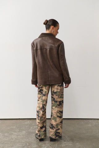 Natali Faux Shearling Jacket - Chocolate