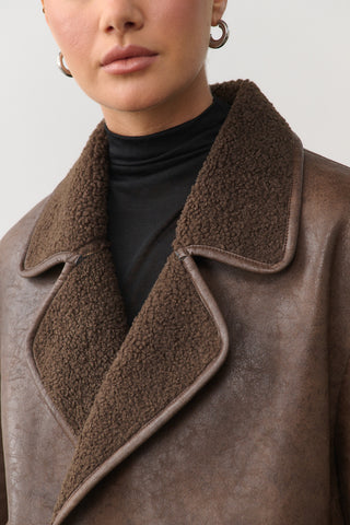 Natali Faux Shearling Jacket - Chocolate