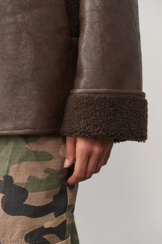 Natali Faux Shearling Jacket - Chocolate
