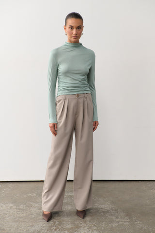 Olivia Wide Leg Pant - Oyster Grey