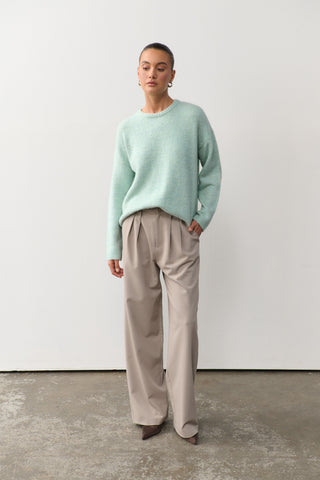 Olivia Wide Leg Pant - Oyster Grey