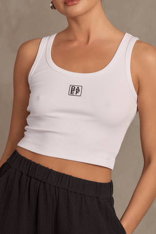 RAEF CROPPED LOGO TANK - WHITE