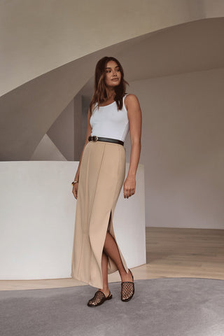 Zuri Midi Skirt - Light Tan