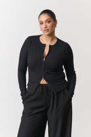 Morgan Ribbed LS Top - Black