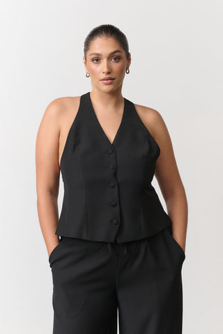 Elsie Backless Vest - Black