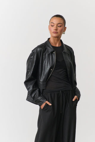 Frankie Vegan Leather Jacket - Black