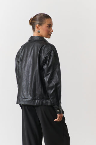 Frankie Vegan Leather Jacket - Black