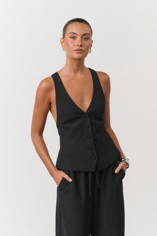 Elsie Backless Vest - Black