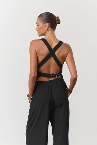 Elsie Backless Vest - Black