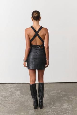 Frankie Vegan Leather Mini Skirt - Black