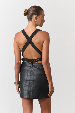 Frankie Vegan Leather Mini Skirt - Black