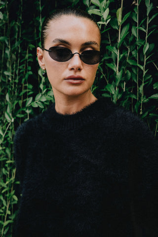 Amie Shaggy Knit Pullover - Black