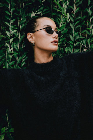 Amie Shaggy Knit Pullover - Black