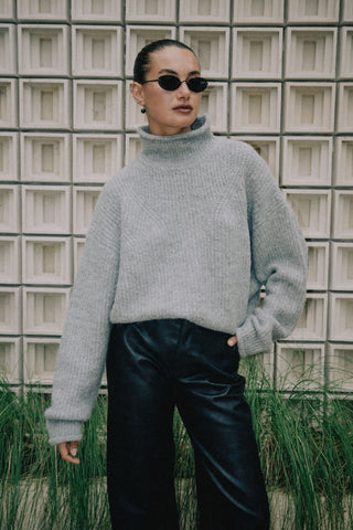 Florence Turtle Neck Knit - Charcoal