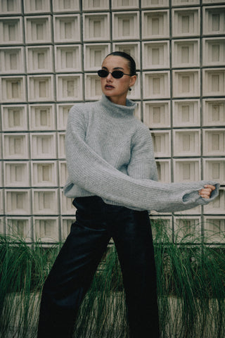 Florence Turtle Neck Knit - Charcoal