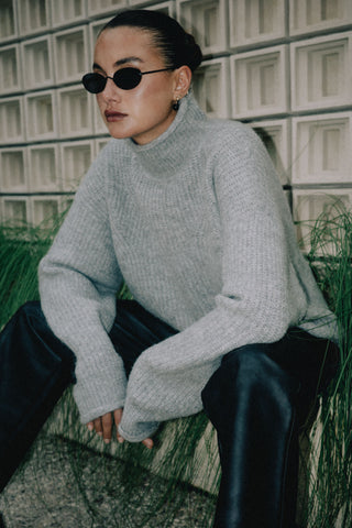 Florence Turtle Neck Knit - Charcoal