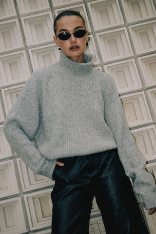 Florence Turtle Neck Knit - Charcoal