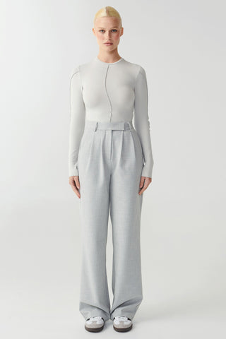 Nia Panelled LS Top - Light Grey