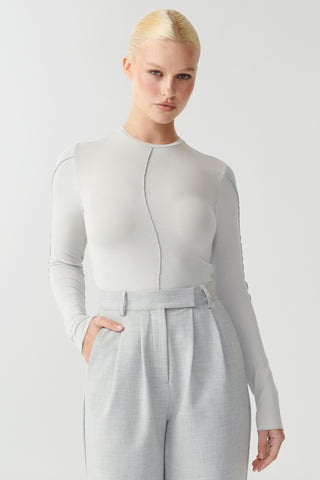 Nia Panelled LS Top - Light Grey