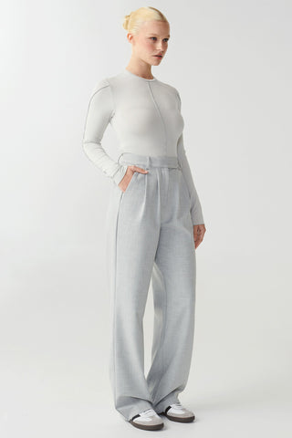 Nia Panelled LS Top - Light Grey