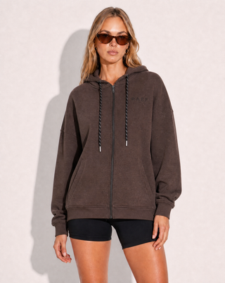 Remy Zip Fleece Hoodie - Vintage Dark Truffle