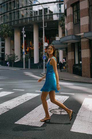 Jones Satin Mini Dress - Sapphire