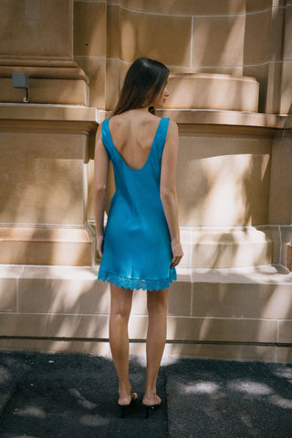 Jones Satin Mini Dress - Sapphire