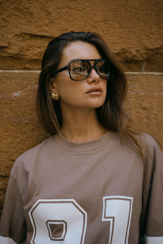 Jersey Graphic LS Tee - Chocolate