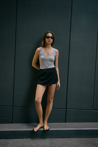 Lucia Metallic Knit Tank - Smoke