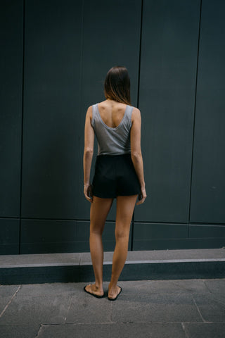 Lucia Metallic Knit Tank - Smoke