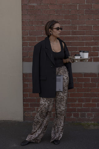 Camilla Satin Pant - Bronzed Zebra
