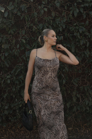 Kylie Chiffon Maxi Dress - Bronzed Zebra