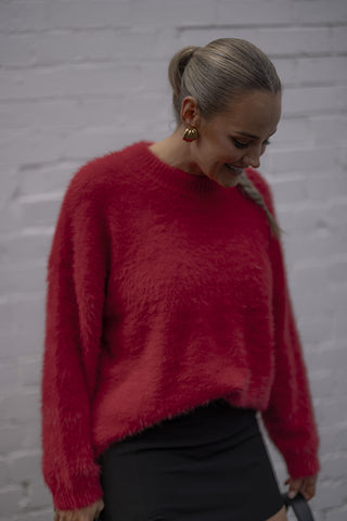 Amelia Shaggy Knit - Red
