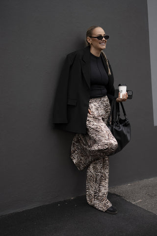 Camilla Satin Pant - Bronzed Zebra