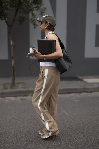 Addison Trouser - Camel/White
