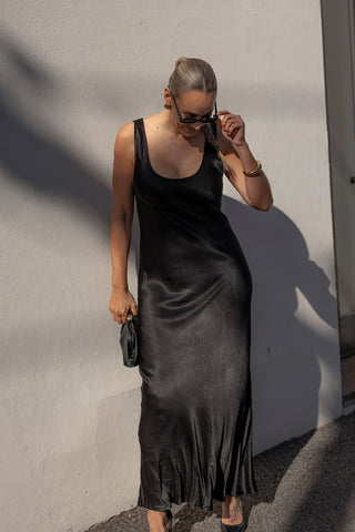 Jones Satin Maxi Dress - Black