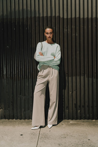 Olivia Wide Leg Pant - Oyster Grey