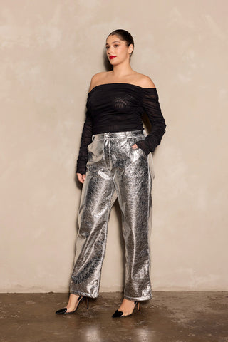 London Metallic Pant - Textured Silver