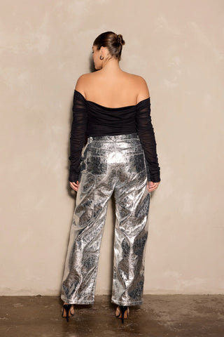 London Metallic Pant - Textured Silver