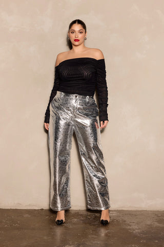 London Metallic Pant - Textured Silver