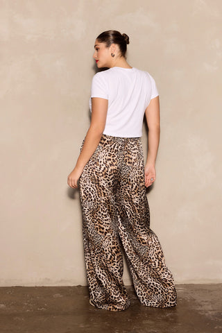 Camilla Satin Pant - Leopard