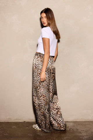 Camilla Satin Pant - Leopard