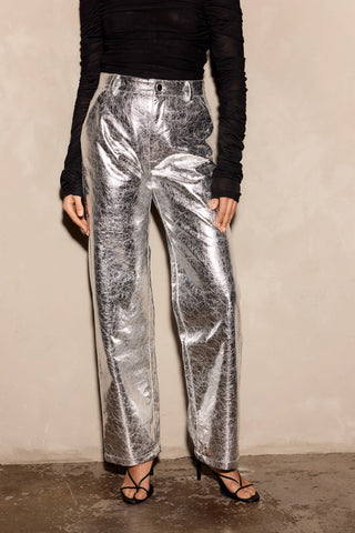 London Metallic Pant - Textured Silver